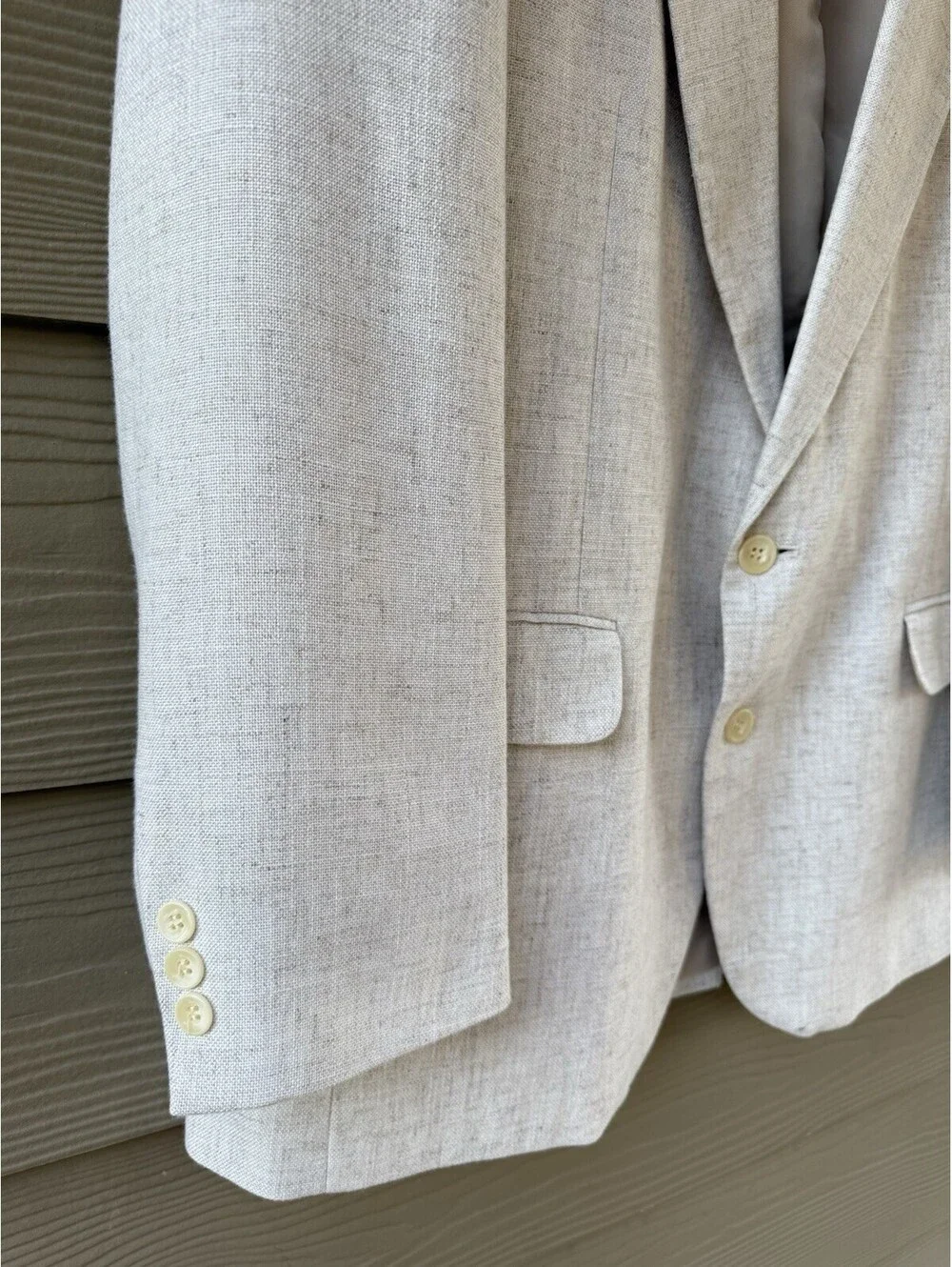 Haggar Clothing Men's White Cream Natural Linen Blend Sport Jacket Blazer Sz 40